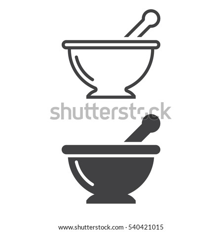 Mortar Pestle Line Icon Kitchen Pounder Stock Vector 540421015 ...