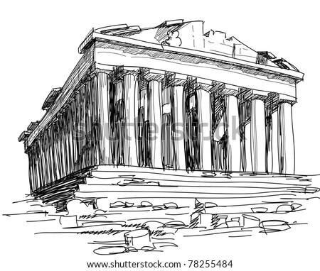 Greece Parthenon Sketch Stock Vector 78255484 - Shutterstock