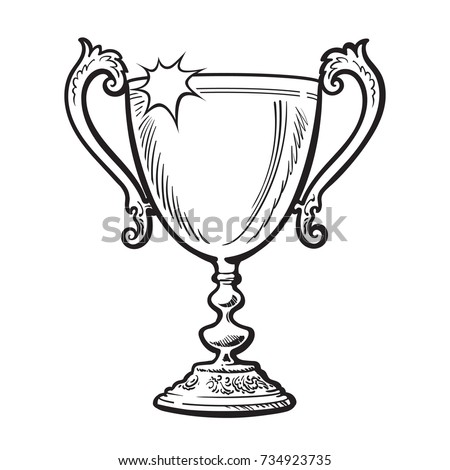 Trophy Winner Cup Award Black White Stock Vector 734923735 - Shutterstock