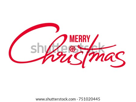 Merry Christmas Text Calligraphic Hand Drawn Wektor stockowy (beztantiemowy) 751020445