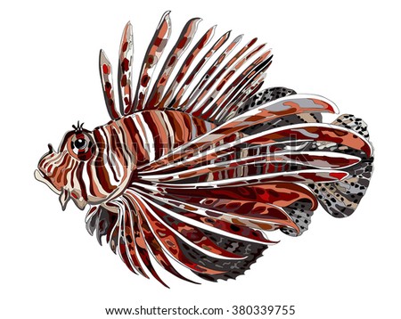 Download Red Lionfish Pterois Volitans Vector Image Stock Vector 380339755 - Shutterstock