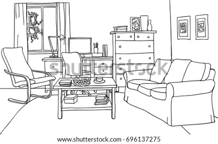 Vector Illustration Modern Living Room Furniture Stock Vector ... Vector Illustration Modern Living Room Furniture Stock Vector ...