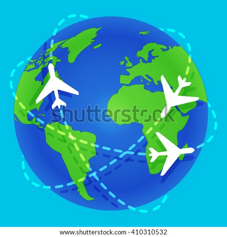 Plane Traveling Around World Few Important Stock Vector 73959601 ...