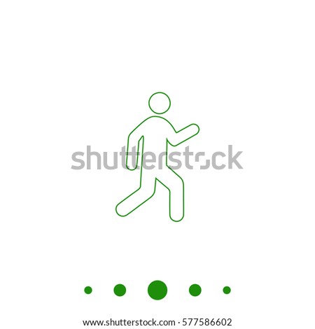 stock vector walk outline vector icon contour line green pictogram on white background illustration symbol 577586602