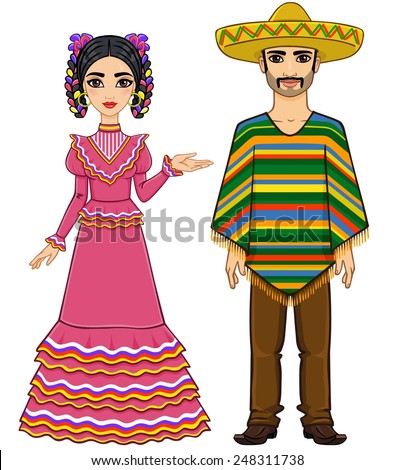 Mexican Family Traditional Clothes Isolated On Stock Vector 248311738 ...
