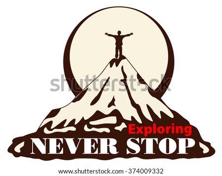 Vector Illustration Man Conquered Mountain Peak Stock 