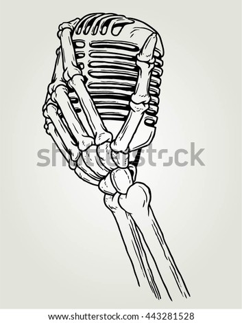 skull hold microphone vector icon stock vector 443281528 skull hold microphone vector icon stock vector 443281528