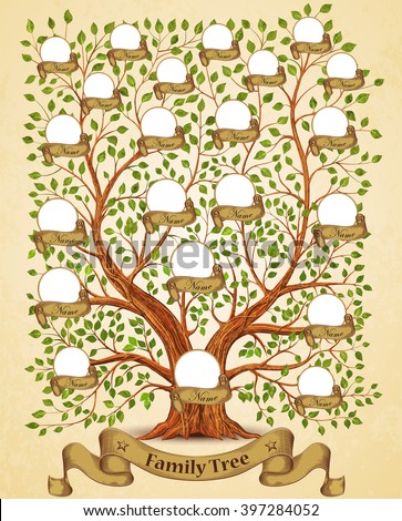 Family Tree template vintage vector illustration