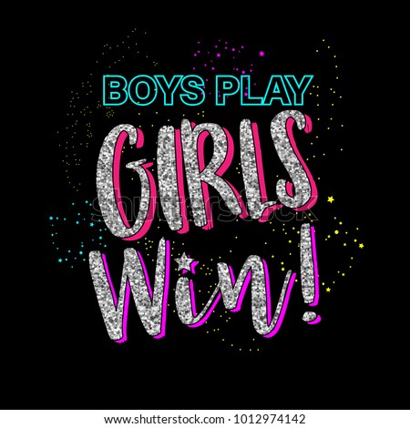 alphabet glitter vector Boys 1012974142 Graphic Vector Girls Win Tee Play Stock