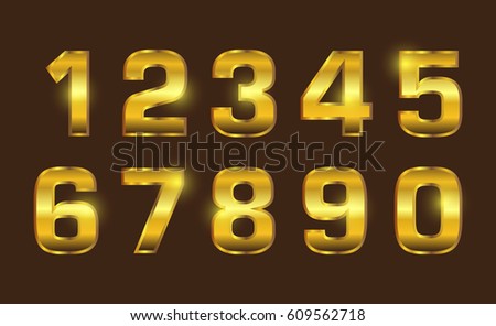 set gold numbers vector golden numbers 609562718 shutterstock