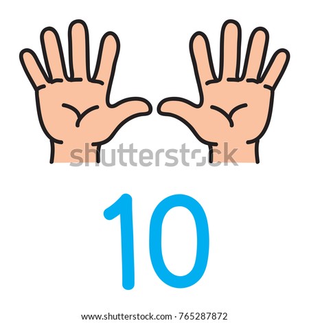 Kids Hands Showing Number Ten By Stock Vector 765287872 - Shutterstock