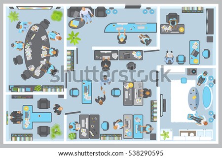 Vector Illustration Office View Above People Stock Vector 538290595 ...