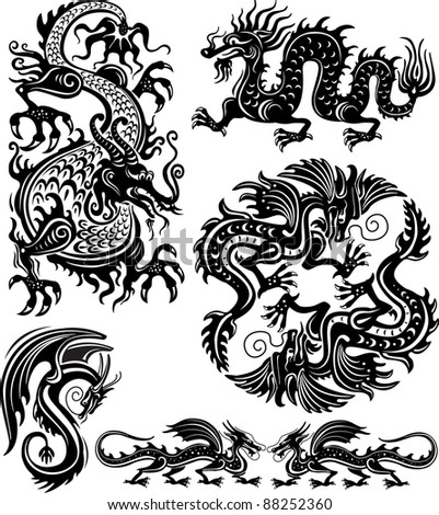 Vector Ancient Chinese Dragon Pattern Stock Vector 17499361 - Shutterstock