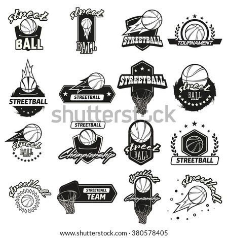 Streetball Icon Logo Set Street Basketball Stock Vector 380578405 ...