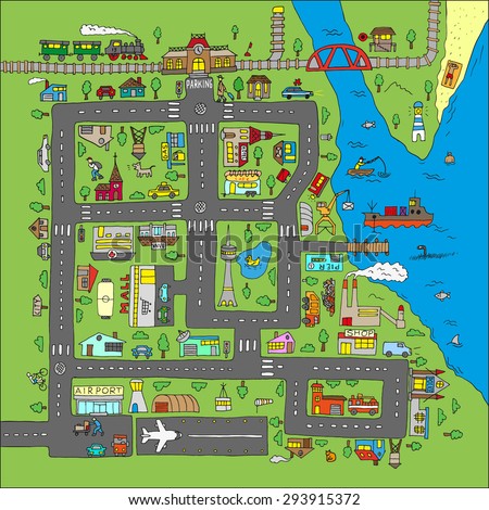 Cartoon City Map Stock Images, Royalty-Free Images & Vectors | Shutterstock