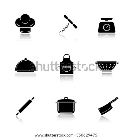 Restaurant Kitchen Toolste kitchen tools silhouette icons set household stock illustration Restaurant Kitchen Toolste kitchen tools silhouette icons set household stock illustration