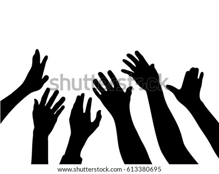 Download Silhouette Vector Many Hands Raise High Stock Vector ...