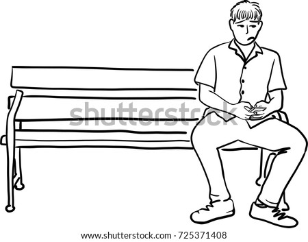 Vector Art Drawing Young Man Sitting Stock Vector 725371408 - Shutterstock