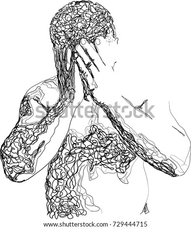 drawing man disappointed fat regret vector sat face disappointment shutterstock tears closed hide