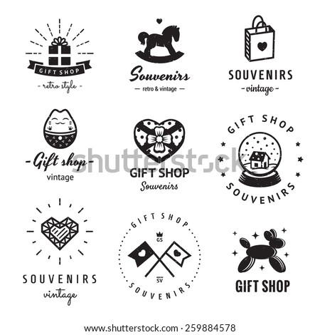 Gift Shop Souvenirs Logo Vintage Vector Stock Vector Gift Shop Souvenirs Logo Vintage Vector Stock Vector