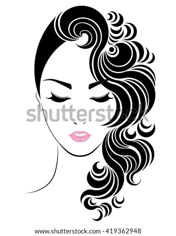 Long Hair Style Icon Logo Women Stock Vector 419362948 