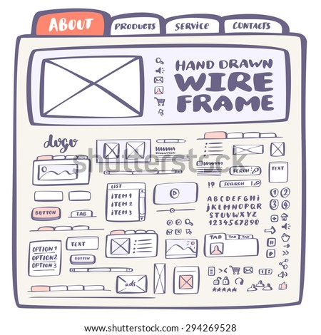 wire frame kit hand drawn form stock photo photo vector form prototype