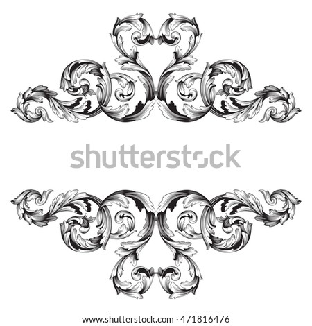 Western Wedding Invitation Wording stock vector vintage border frame engraving with retro ornament pattern in antique rococo style decorative 471816476 - Western Wedding Invitation Wording