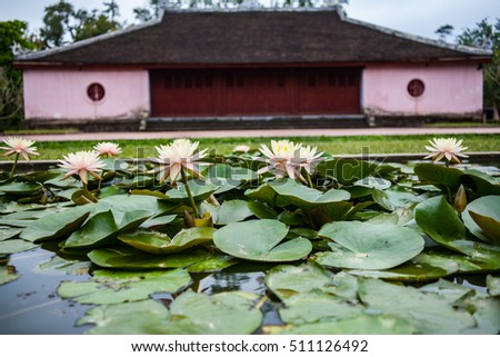 HUE, VIETNAM- FEB 19, 2016: Citadel, an culture heritage with Hoang Thanh (Imperial City),Tu Cam Thanh (Forbidden City), Dai Noi (Inner city), ngo mon (noon gate), ancient architecture in Vietnam