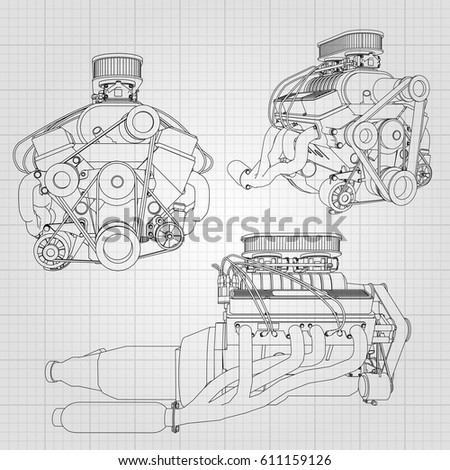 Car Engine Line Drawing Stock Images, Royalty-Free Images & Vectors