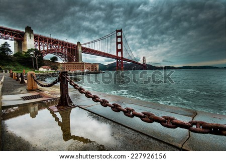 Golden Gate Bridge after raining