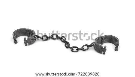 3d Rendering Old Iron Arm Shackles Stock Illustration 722839828