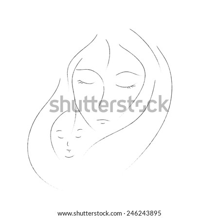 mother and child simple drawing on white background woman and kid face by simple line - Simple Drawing For Kid mother and child simple drawing on white background woman and kid face by simple line - Simple Drawing For Kid