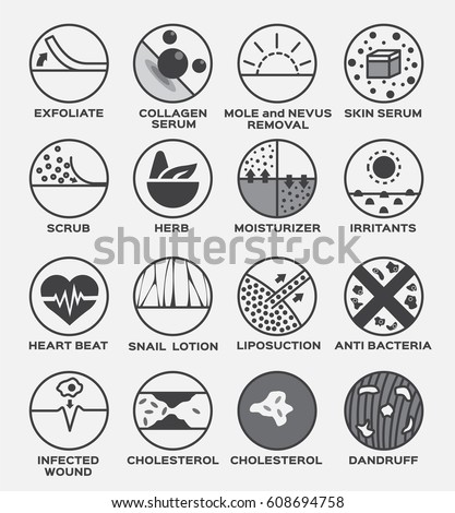 Skin Vector Icon Set Exfoliate Collagen Stock Vector 608694758 ...