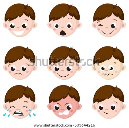 Illustration Cute Boy Faces Showing Different Stock Vector 325118072 ...