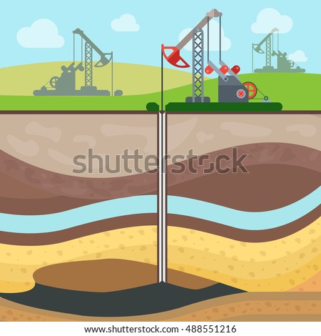 Oil Production Process Cycle Flat 3d Stock Vector 248941846 - Shutterstock