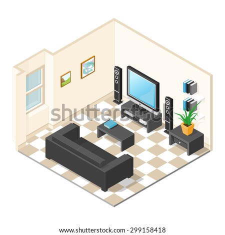 Vector Illustration Modern Interior Isometric Home Stock Vector ... Vector Illustration Modern Interior Isometric Home Stock Vector ...