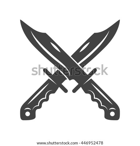 Two Crossed Hunting Knives Black On Stock Vector 446952478 - Shutterstock