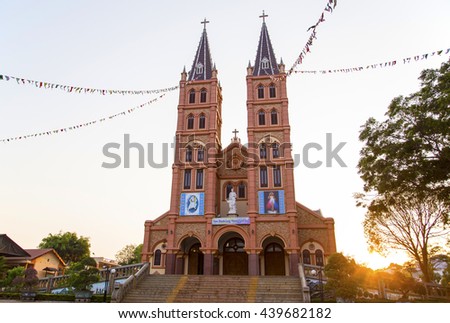Buon Me Thuot, Vietnam - Mar 30, 2016: Buon Ho church in Buon Me Thuot province, central highland of Vietnam