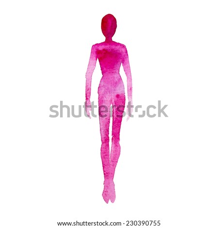Training Painting Watercolor Woman Body Silhouette Stock Vector