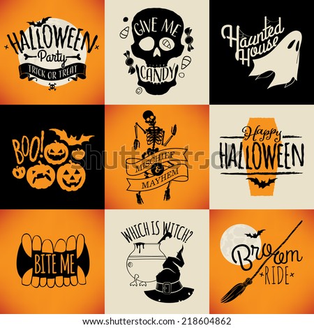vector flat retro looking halloween items decorations lettering and design elements everything for - Halloween Items vector flat retro looking halloween items decorations lettering and design elements everything for - Halloween Items