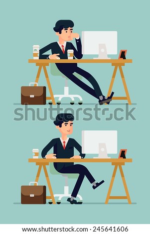 Vector Modern Creative Flat Design Illustration On Businessman At Work Vector Modern Creative Flat Design Illustration On Businessman At Work