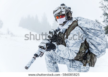 Winter Arctic Mountains Warfare Action Cold Stock Photo (Royalty Free ...