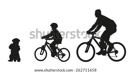 Download Father Kids On Bike Vector Silhouette Stock Vector ...