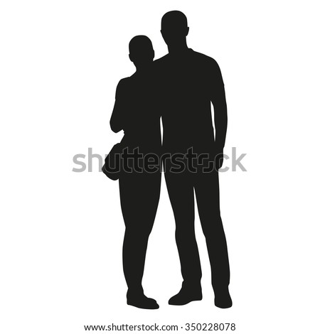 Embracing Couple Silhouette Cuddling Hugging Stock Vector 350228078 