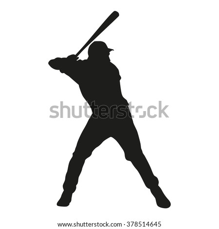 Baseball Player Vector Silhouette Isolated Batter Stock ...