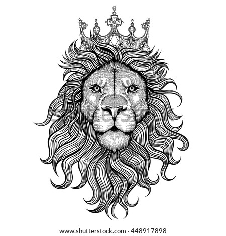 Download Vector Black White Tattoo King Lion Stock Vector (Royalty ...