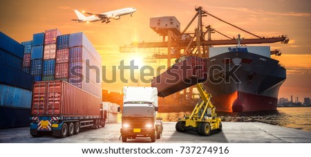Industrial Container Cargo freight ship for Logistic Import Export concept