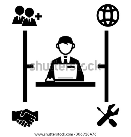 businessman working on computer icon
