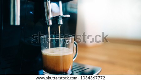 Coffee Machine Making In Morning With Crema Coffee Machine Making In Morning With Crema