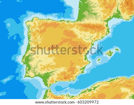 map vector iberia iberian peninsula physical shutterstock